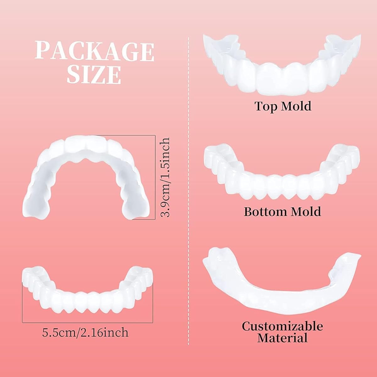 2 Pcs Temporary Fake Teeth for Men and Women