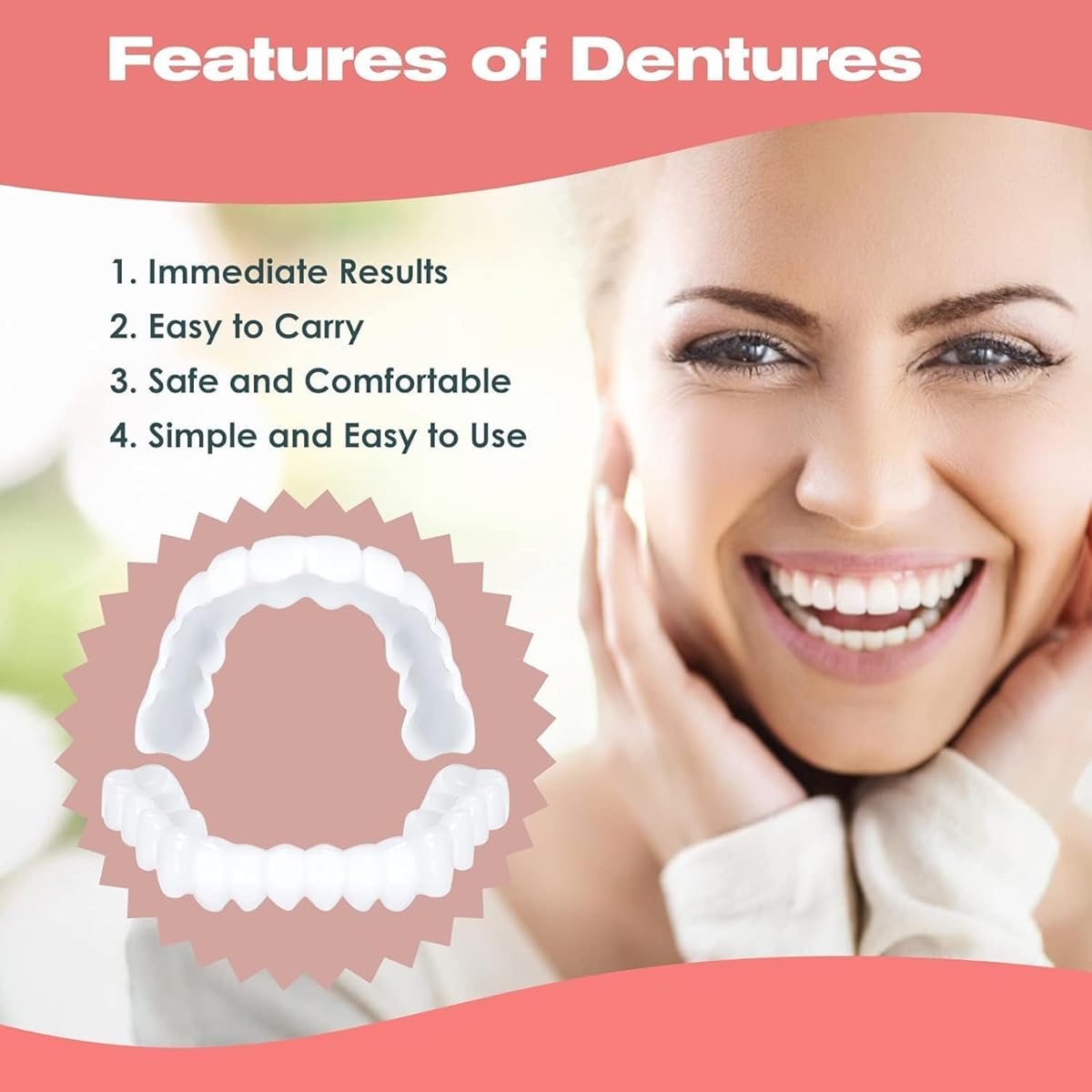 2 Pcs Temporary Fake Teeth for Men and Women