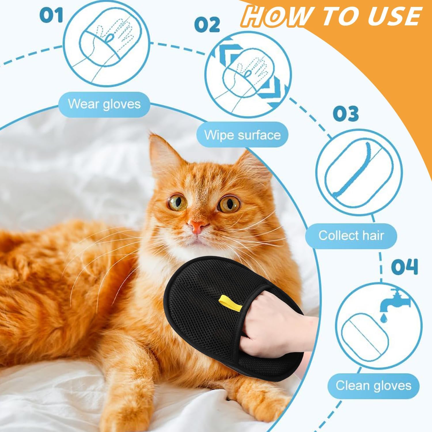 Washable Pet Hair Removal Gloves ( Imported Quality )